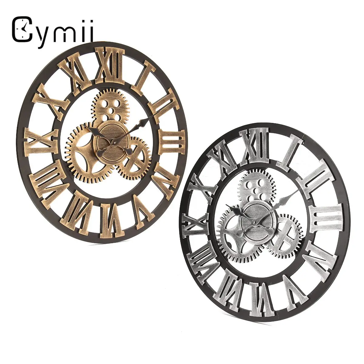 Cymii 60 см 3D Ретро промышленные большие настенные часы деревенские деревянные