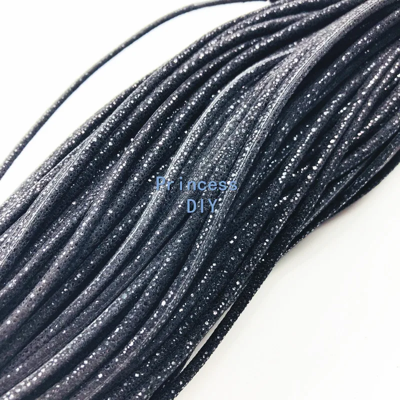 5 м/лот ювелирные изделия 3 мм круглый черный шнур мягкая ткань мягкий блестки