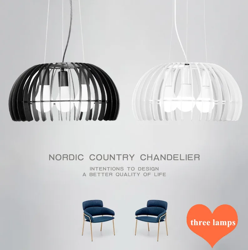 Классический подвесной светильник с изгородью Северной Европы 3 лампы в сельском