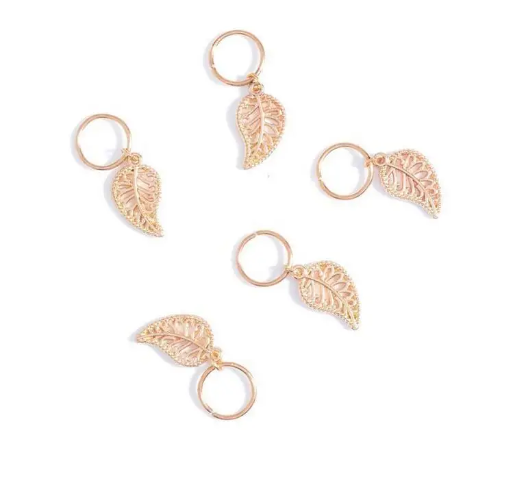 leaves gold Новинка года! плетеное кольцо для волос, золотое, серебряное, круглый лист, оболочка, зажим, ювелирное изделие в виде заколки, дизайн дредлок, обод кольцо, аксессуары для волос - Окраска металла: leaves gold