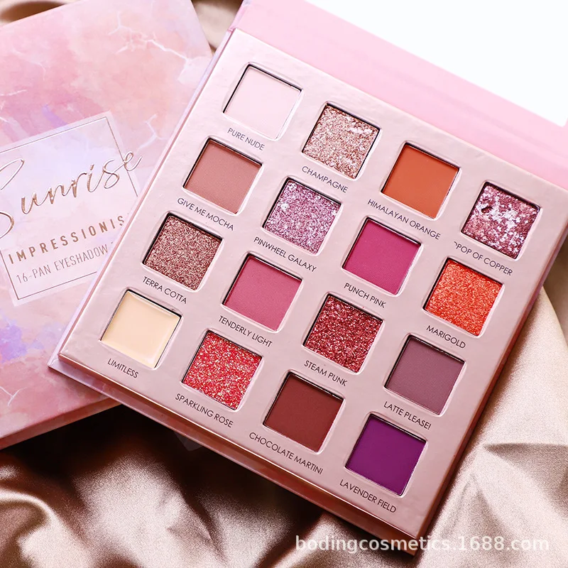 Тени для век телесного цвета ПАЛИТРА 16 цветов мерцающие матовые блестящие пудра