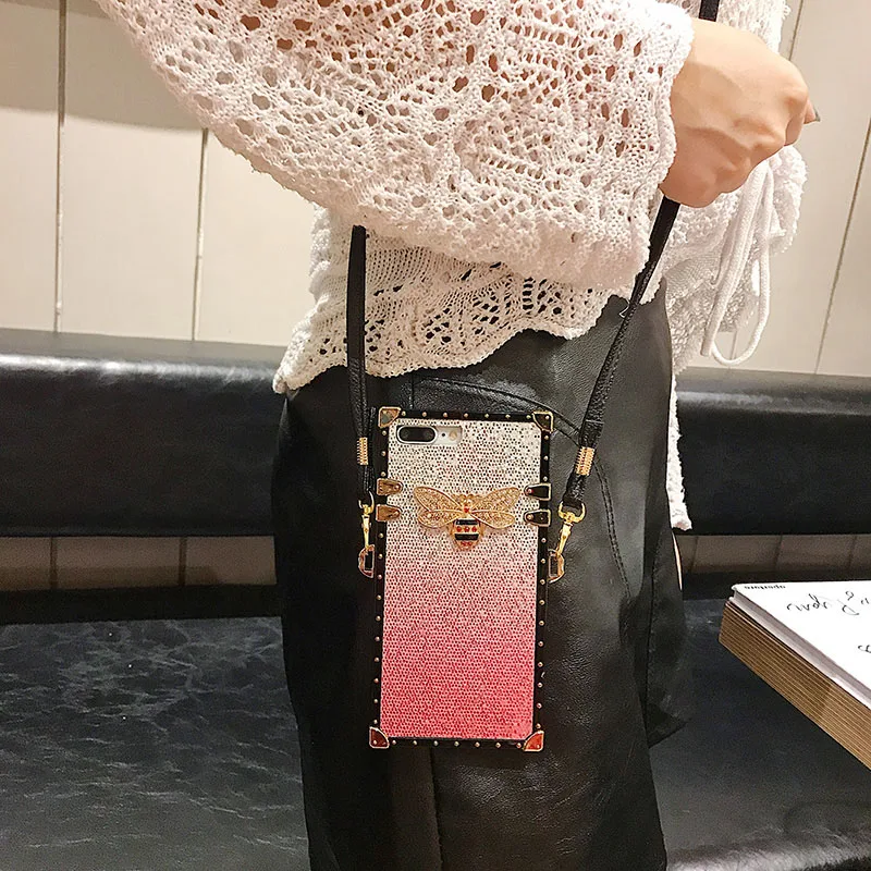 Модный чехол для телефона samsung Galaxy S10 S9 S8 Plus S10e Note 9 8, задняя крышка с заклепками, квадратный блестящий чехол с градиентом