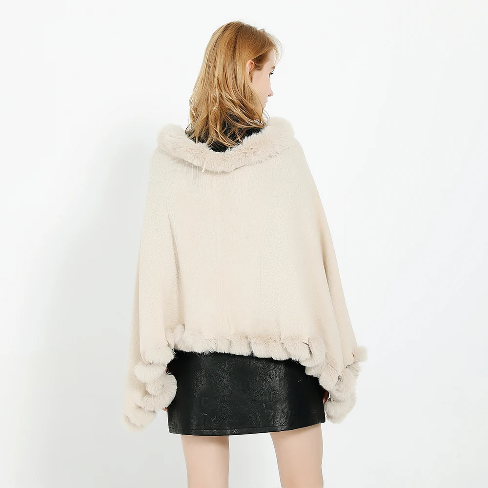 Розовый кашемировый пончо и накидки FS шаль из Пашмина с помпоном теплое