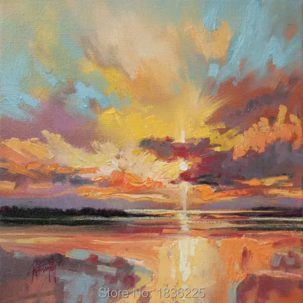Бесплатная доставка искусство 100% ручная роспись современный закат небо пейзаж