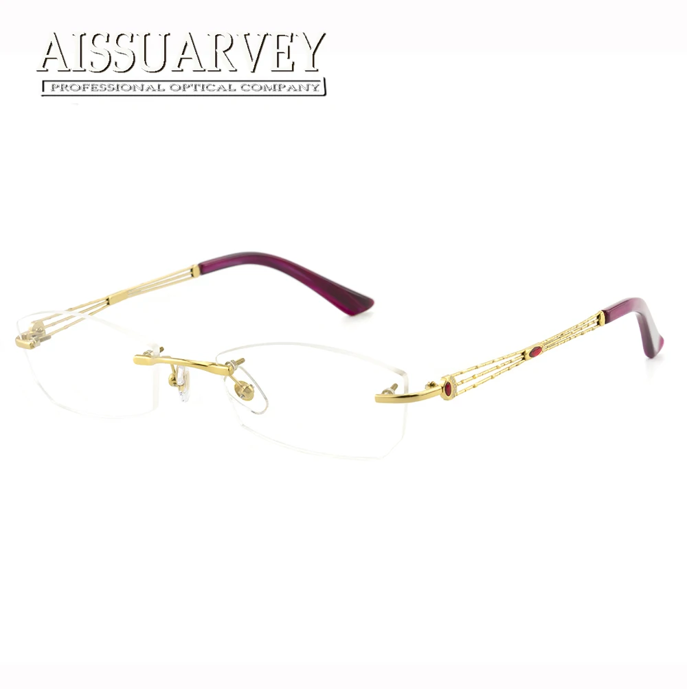 Rimless оправы для очков женщин титанового сплава Гибкая открытые модные брендовые