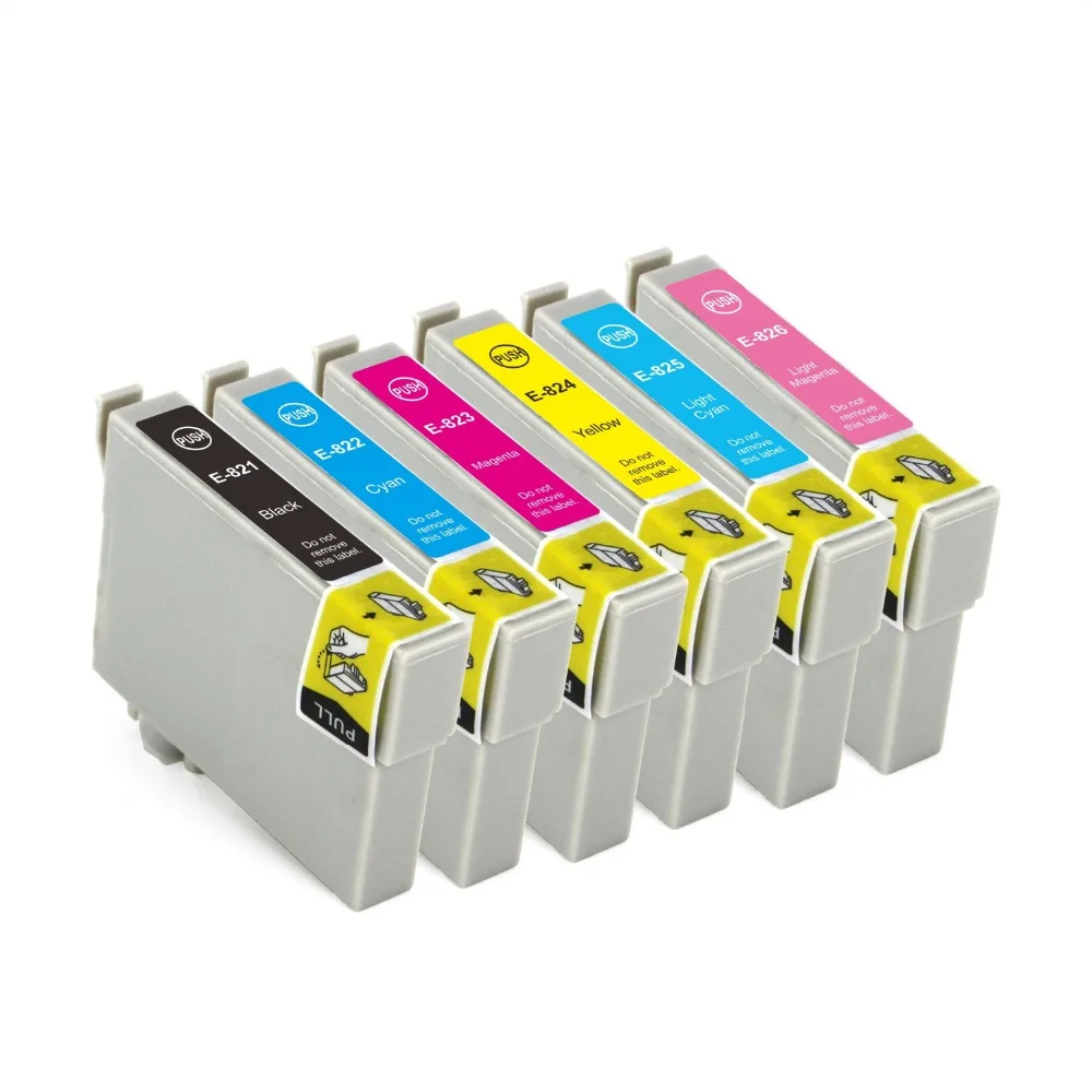 

6 шт. чернильный картридж T0821 T0822 T0823 T0824 T0825 T0826 для Epson R270 R390 T50 TX720 TX700 TX710W TX810FW TX725 RX610