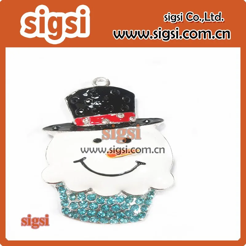 

Christmas Snowman Rhinestone Pendant Charm for chunky necklaces
