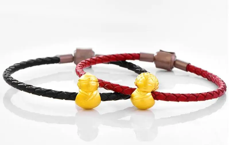 

New Arrival Pure 24K Yellow Gold Bracelet 3D 999 Gold Children Bracelet