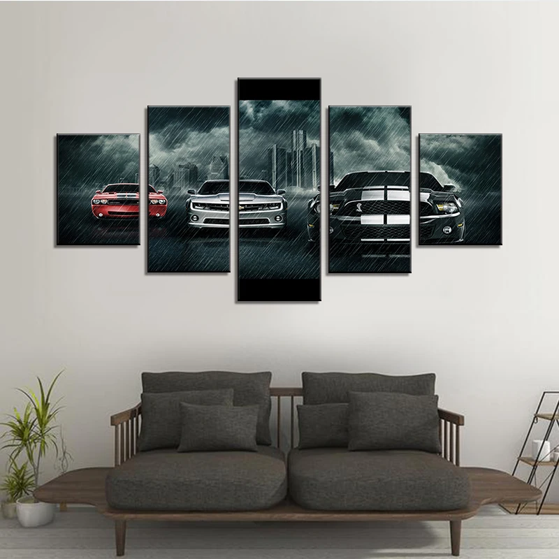 Художественная работа для дома стены мышечные автомобили картины холст 5 шт.
