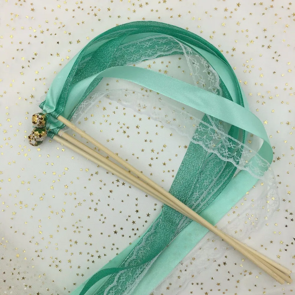 Тиффани синяя Вечеринка Блестящая лента палочки кружевные волшебные с