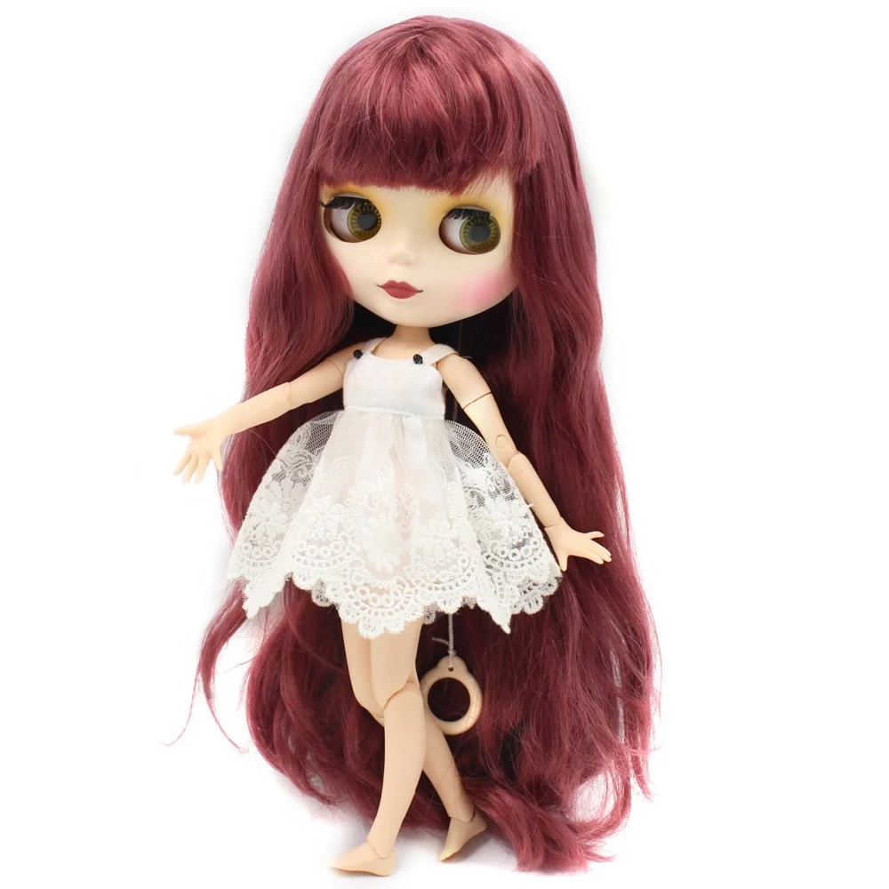 Ледяная кукла DBS Blyth 1/6 bjd темно красные волосы матовое лицо совместное тело