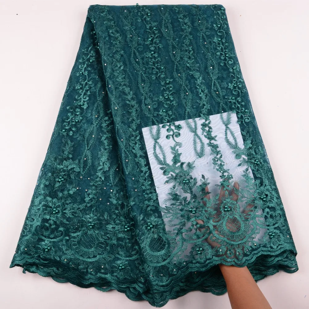 Вечерние кружевные ткани в нигерийском стиле вечерние с вышивкой из бисера и