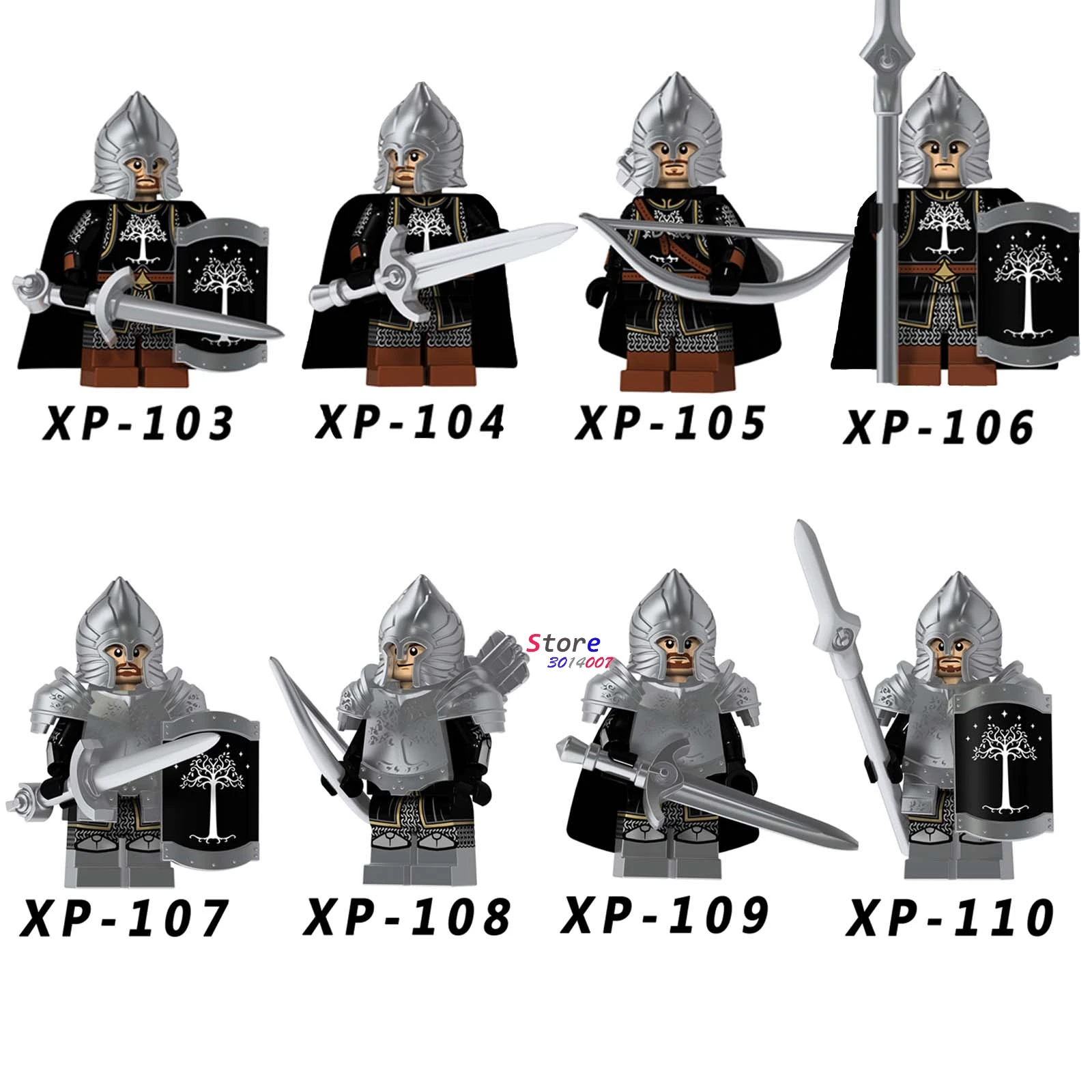 XP103-110 1 набор, Волшебная серия из фильма 4, Властелин колец, Игра престолов, фигурки, строительные блоки, игрушки для детей - Цвет: XP103-110