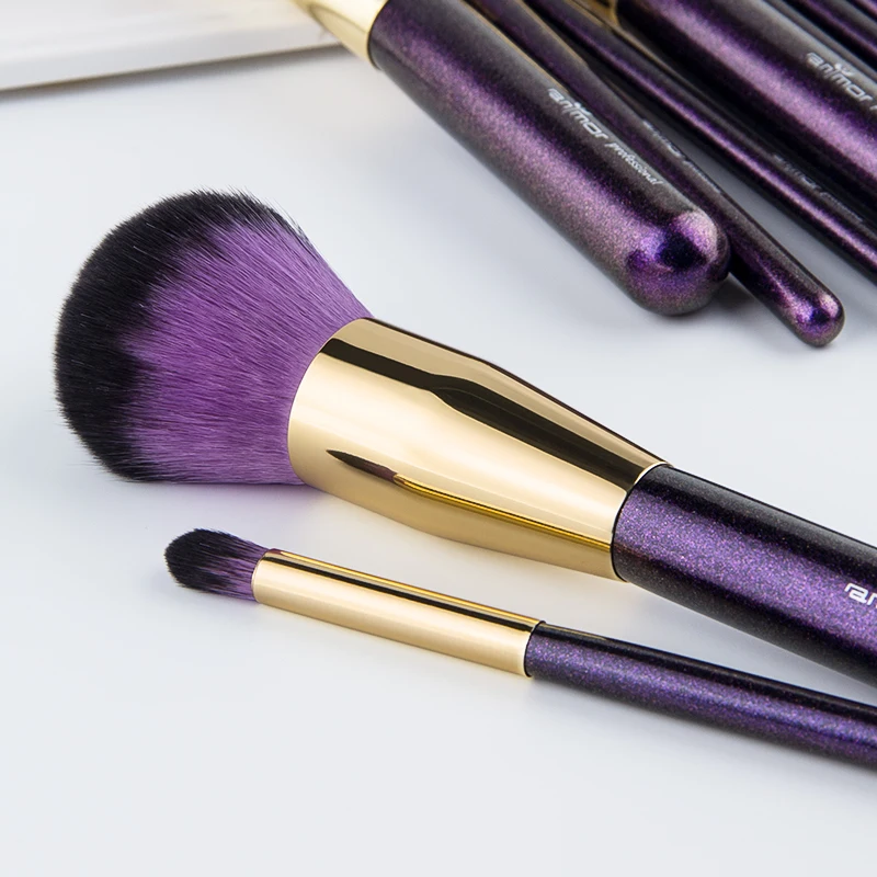 Anmor 10 шт. набор кистей для макияжа золотые полноразмерные кисти теней век с