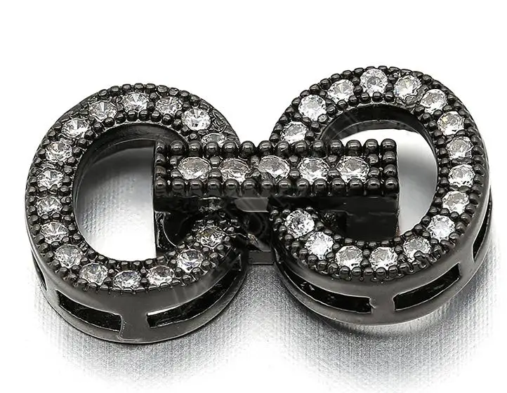Gunmetal 11*19 мм латунные застежки-крючки с кубическим цирконием для ювелирных изделий Diy, аксессуары, смешанные цвета, Модель: VK36 - Цвет: Gunmetal