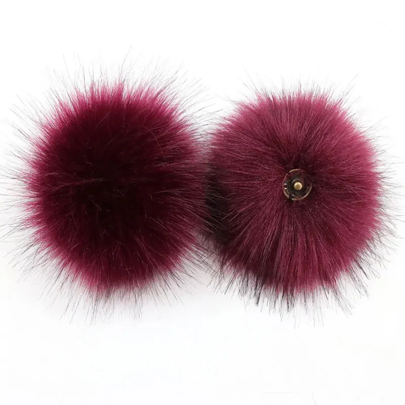 Purple DIY пушистые накладные Pom мяч 8 см Искусственный помпон из меха с Пресс кнопка для шляпа Ключ Цепочки, аксессуары украшены мяч - Цвет: Purple