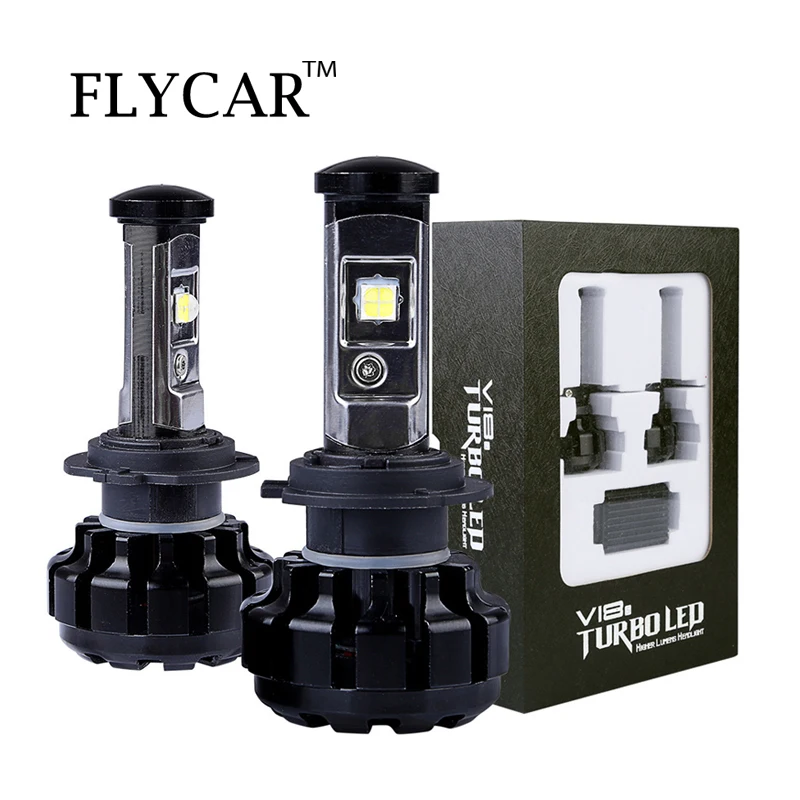 FLYCAR все-в-одном светодиодный H4 H1 H3 H7 H8 H11 9005 HB3 9006 HB4 турбо светодиодный комплект для преобразования фар 10000 люмен 6000K 12V 24V