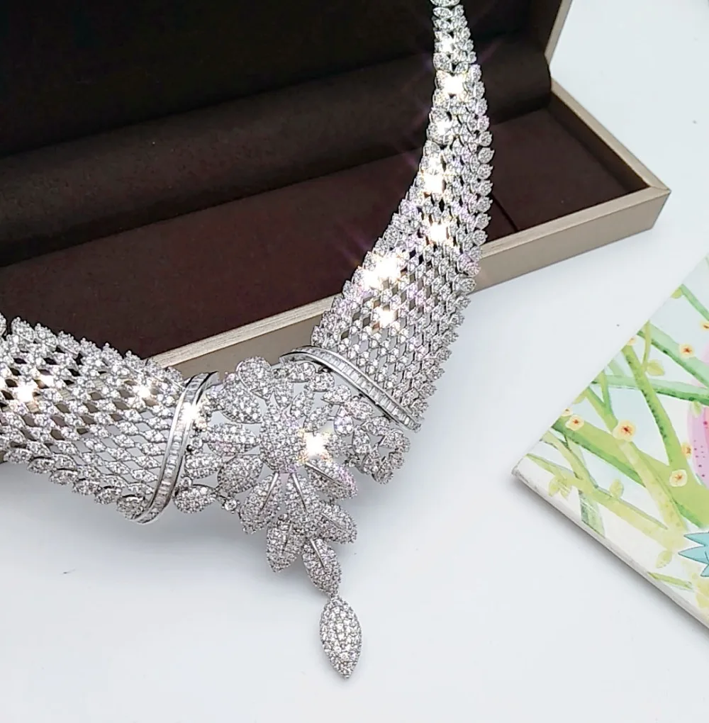 18 K для свадебного циркония ювелирные наборы Африканский Ювелирный Набор, Африканское украшение Наборы женское ожерелье браслет кольцо