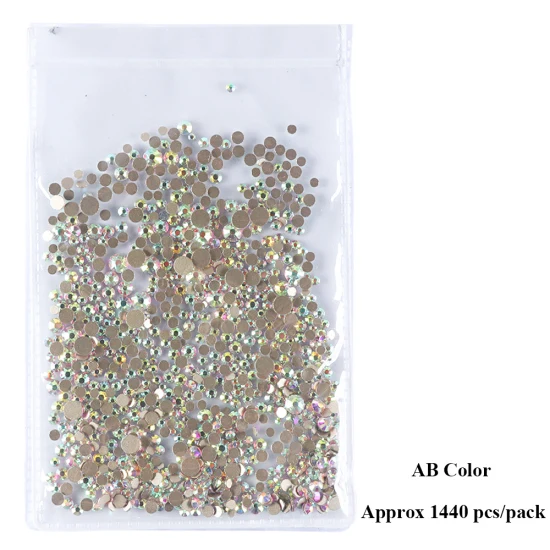AB Color 1440 шт смешанных размеров Стразы для ногтей для маникюра с плоской задней стороной Алмазная форма Кристальные блестящие камни для дизайна ногтей украшения Драгоценные камни TR1015 - Цвет: AB Color