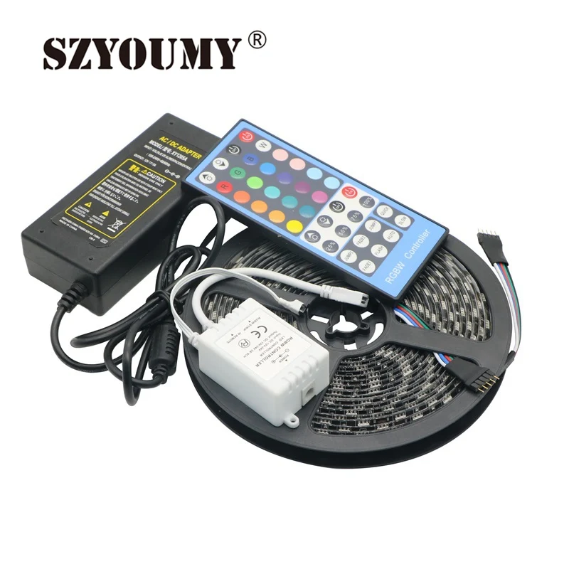 SZYOUMY 5 комплектов 5050 RGBW Светодиодная гибкая лента IP65 водонепроницаемая черная