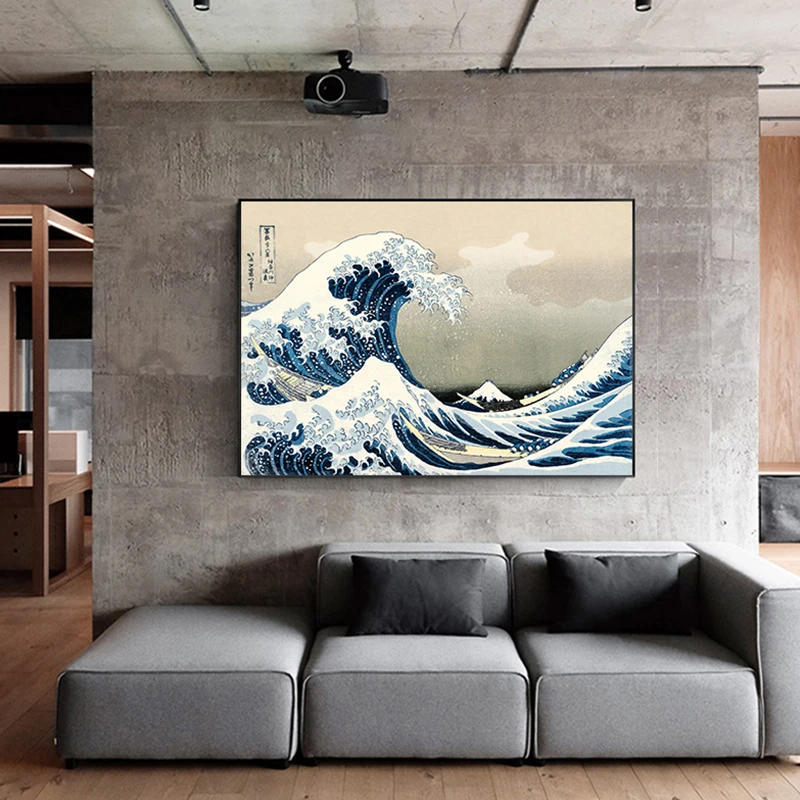 Японский стиль Kanagawa Surf Canvas Живопись импрессионизм постер настенное искусство F