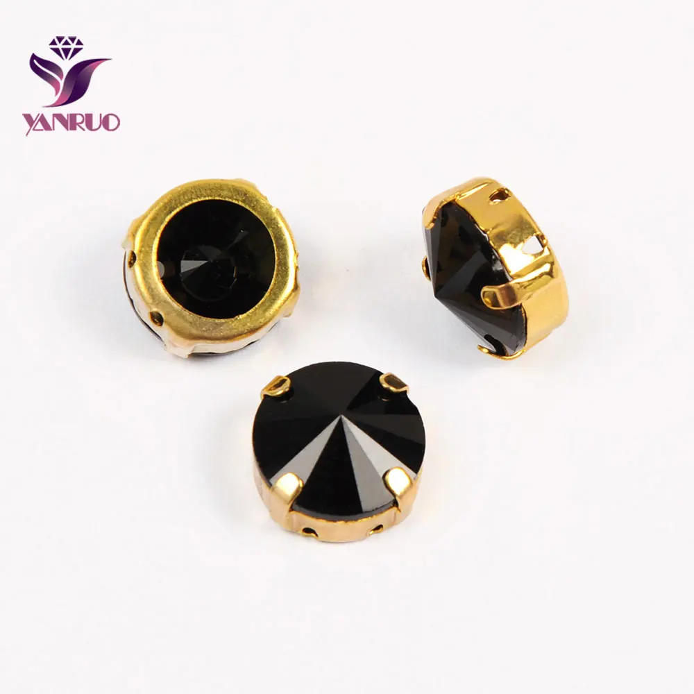 Jet Gold YANRUO 1122 модные Rivoli Камни коготь Установка Стразы Pointack Алмазный страз одежда для шитья искусство рукоделие - Цвет: Jet Gold
