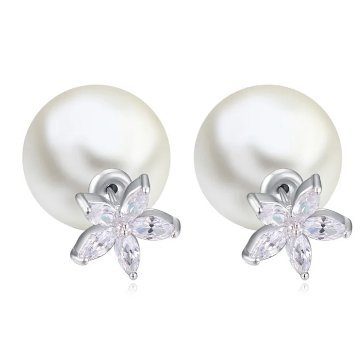 Изысканные серьги-гвоздики с цветами изящная бижутерия AAA кубический цирконий