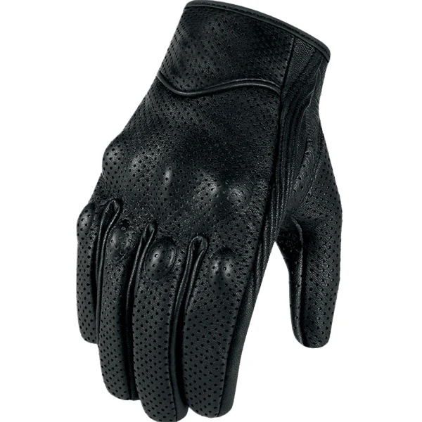 Black Perforated Moto rcycle кожаные перчатки с сенсорным экраном для мужчин и женщин мото перчатки электрический велосипед Luvas da moto cicleta Os carros eletricos распродажа - Color: Black Perforated