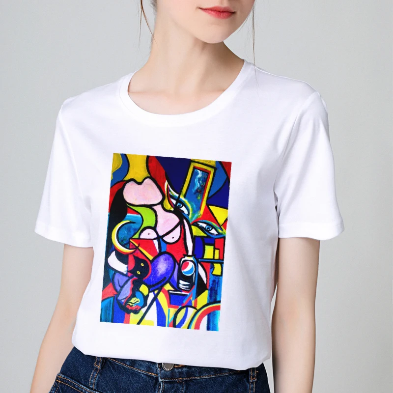 2019 Пикассо Женская Хлопковая женская хлопчатобумажная рубашка Harajuku