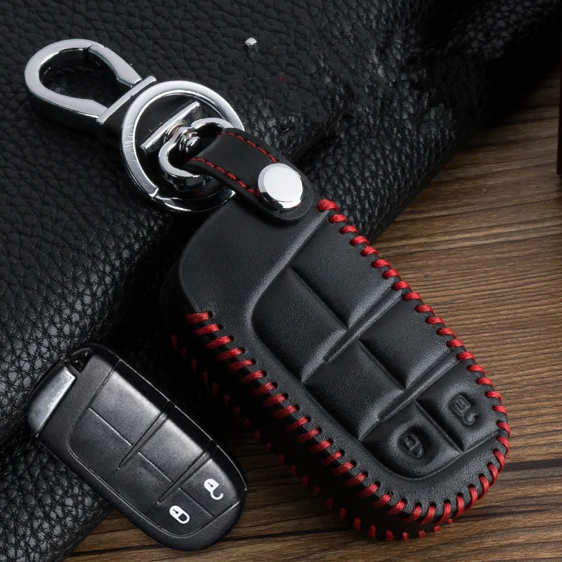 2 Пуговицы кожа Ключи чехол Брелок кожи Набор для Dodge Journey JCUV Jeep Grand Cherokee Wrangler