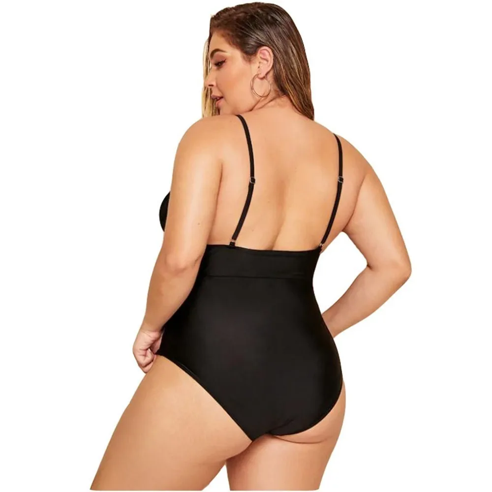 Женский купальный костюм большого размера Xxl Xxxl черный пляжный из 1 предмета