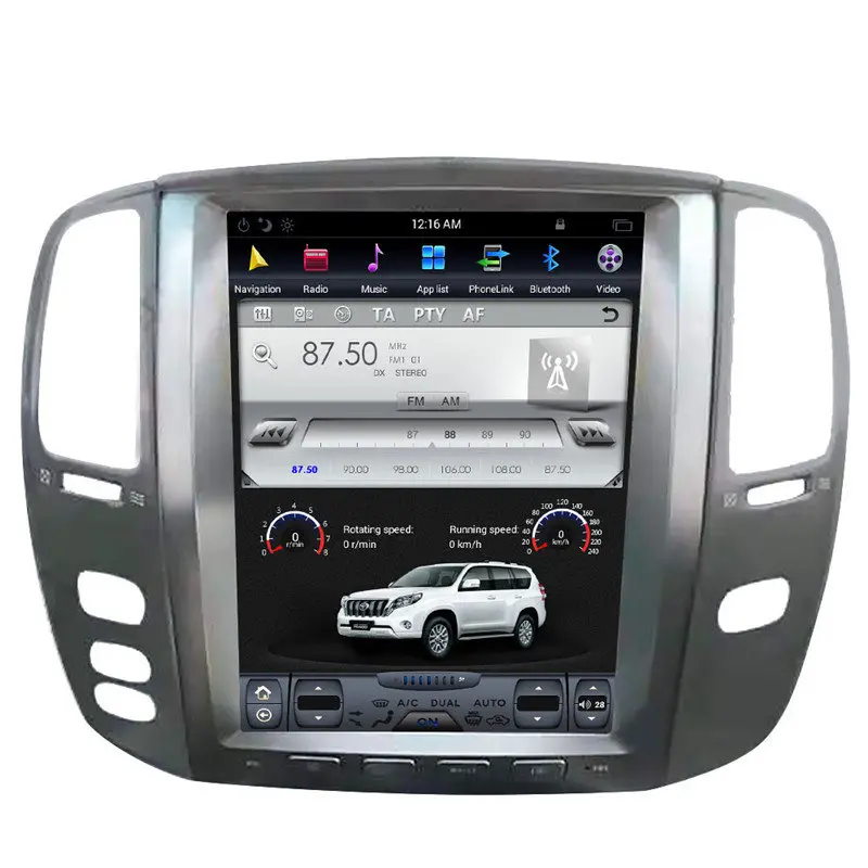 Lexus LX470 12," Tesla Android Автомагнитола аудио Sat Nav Головное устройство для Toyota Land Cruiser 100 Lexus LX470 LX 470 2003 2004 2005 2006 2007 - Цвет: Lexus LX470