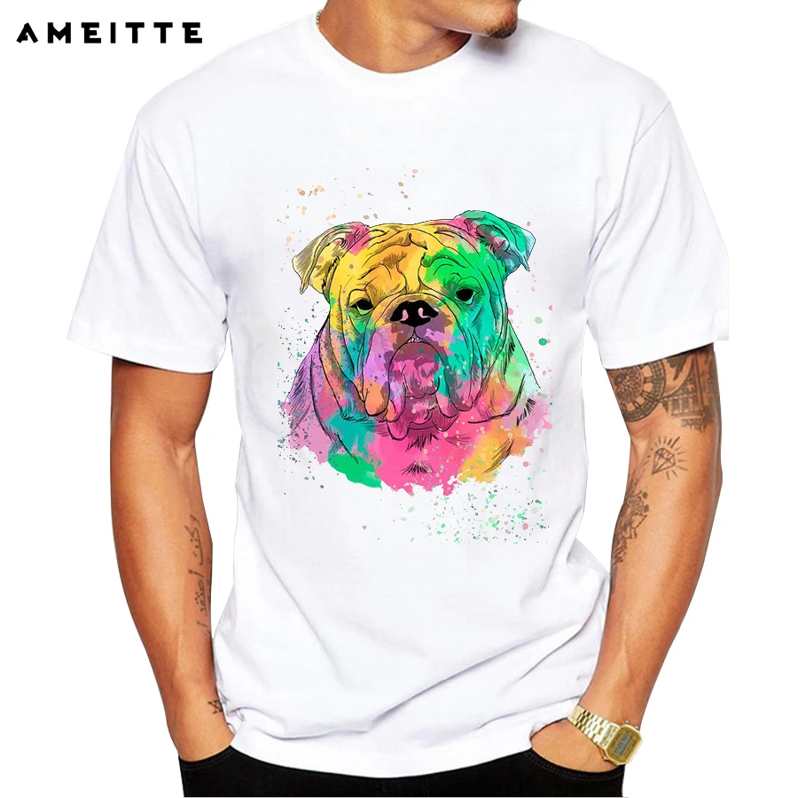 Coloful Dogs Design футболка Летняя мужская Akita Inu/Йоркширский терьер/золотой ретривер/Бульдог Футболка Модные животные топы тройник