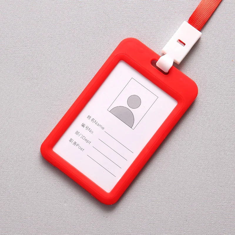Red ID Имя держатели кредитных карт для женщин и мужчин PU банк карты шеи ремень карты автобус ID держатели конфеты цвета идентификационный значок со шнурком - Цвет: Red