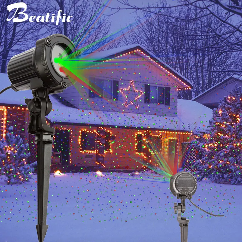 Открытый Рождественский лазерный светильник RGB Звездный проектор душ праздник