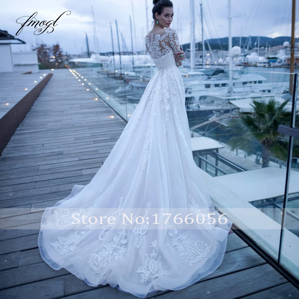 Женское свадебное платье с длинным рукавом Fmogl Роскошное винтажное трапеция со