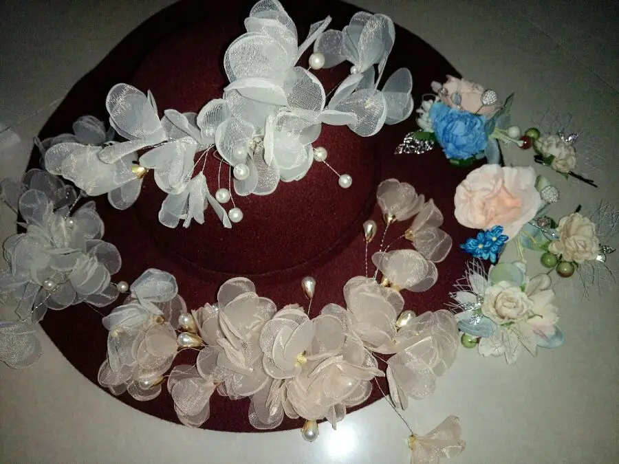 100 шт./лот розовая белая кружевная отделка нашивка ткань свадебное платье цветы