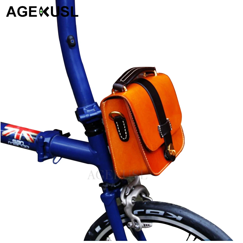 TWTOPSE кожаная сумка для велосипеда Brompton, Аксессуары для велосипеда, ручная работа, обновленная сумка через плечо, рюкзак, прочная корзина