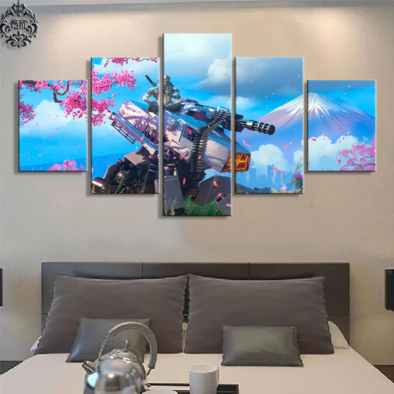 Painting Game Poster 5 Panel Overwatch Genji Home Decor For Living Room Wall Art Canvas Artwork Modern Printed Pictures Cuadros | Дом и сад