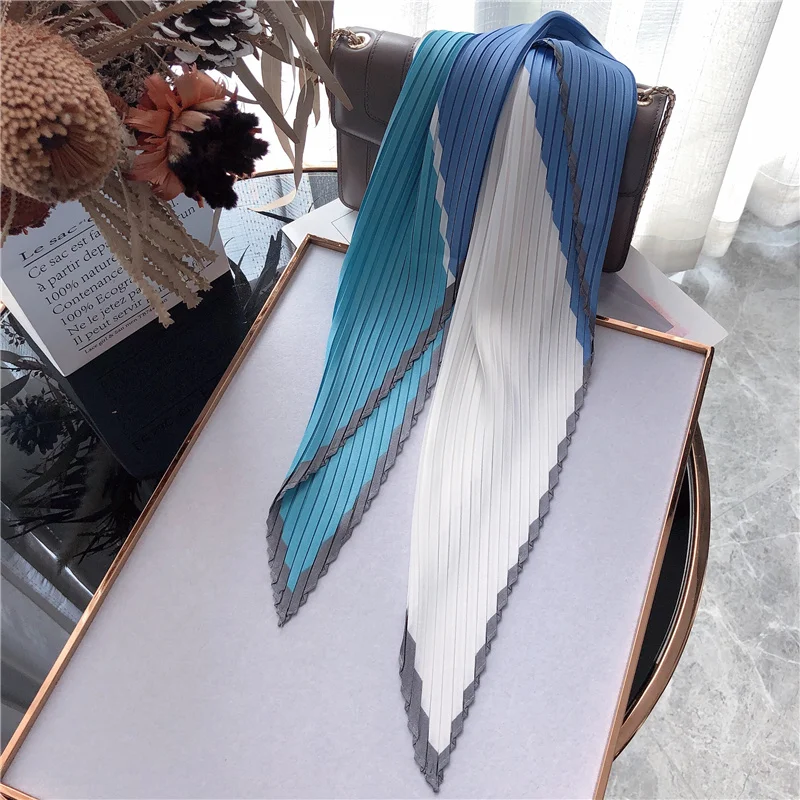 Дизайнерский роскошный женский квадратный шелковый плиссированный шарф для