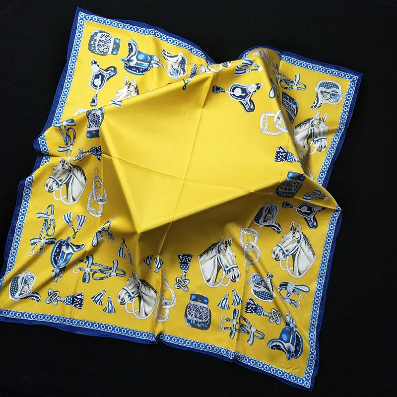 Шелковый саржевый шарф с популярным рисунком 90*90 см шелковые шарфы цифровым