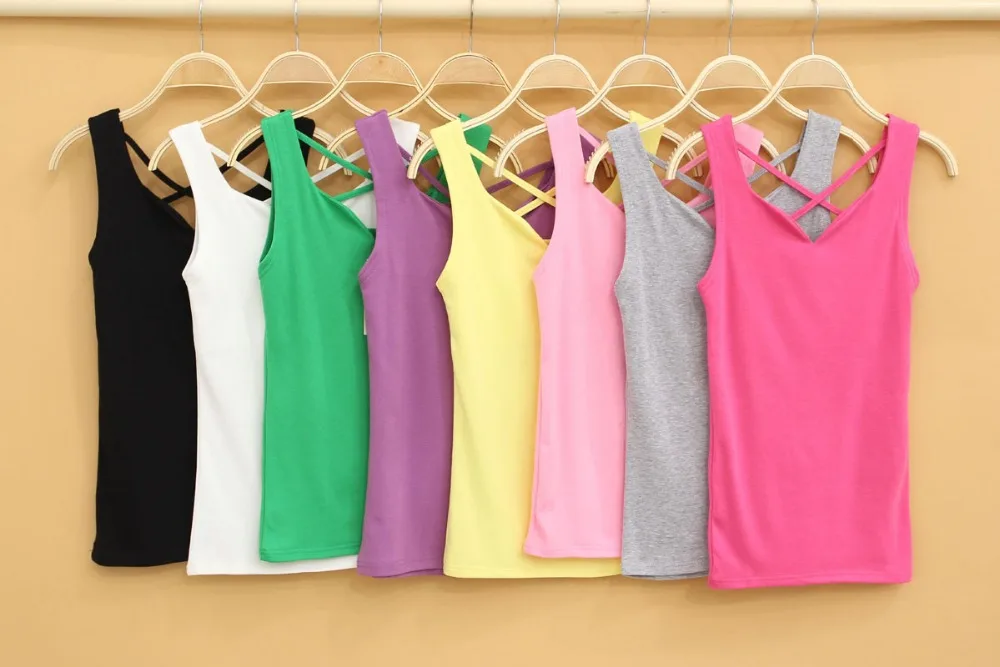 Free shipping 2014 Summer cotton candy color Sleeveless vests Petal collar v-nock women's clothing t-shirt Tops Blouses Bra | Женская