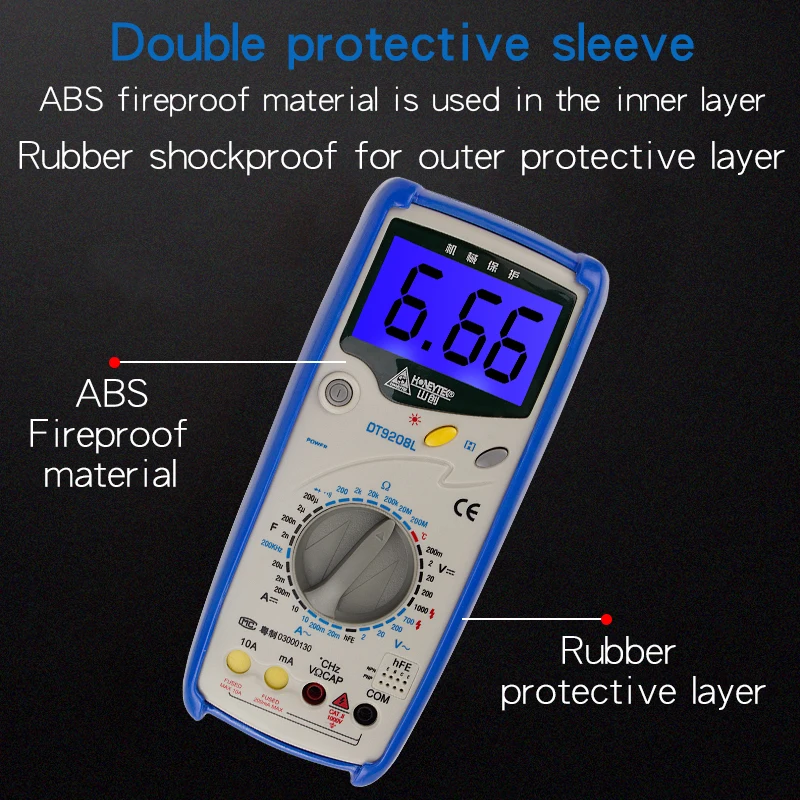 Мультиметр HONEYTEK DT9208 цифровой профессиональный тестер конденсаторов напряжения