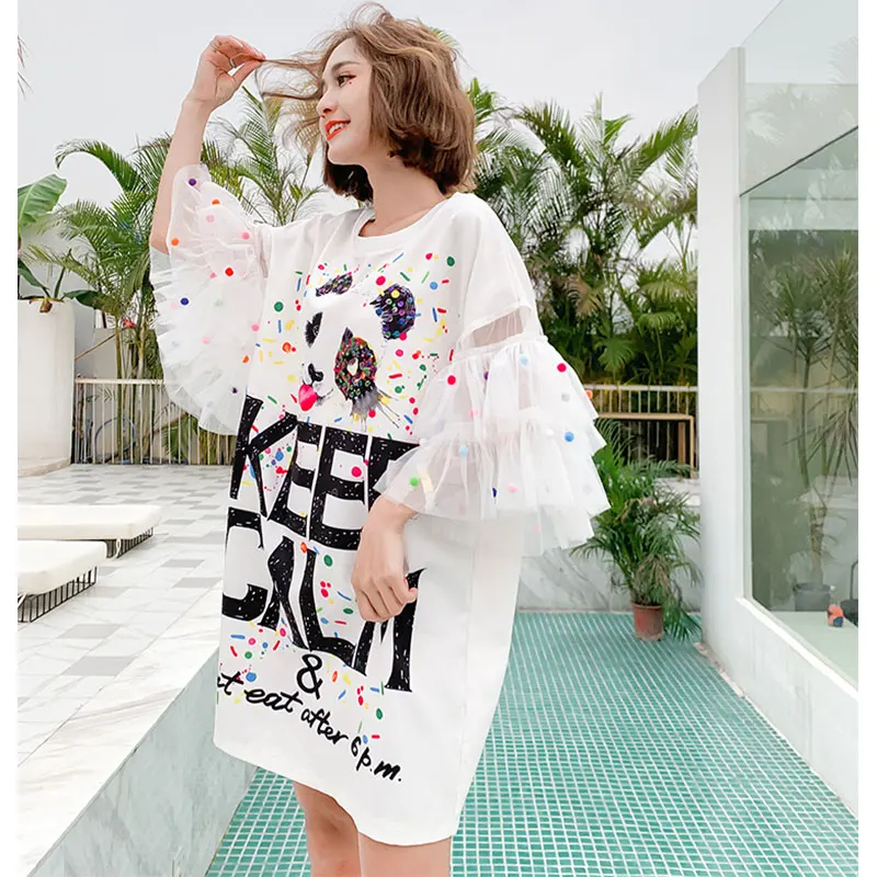 2019 летние свободные платья модные женские с блестками и расклешенными