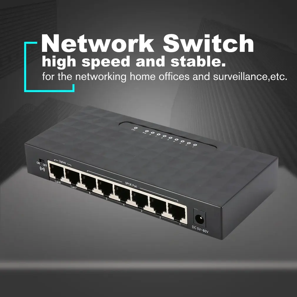 8 Port 100Mbps Switch SPOE Fast Power Over Ethernet Network Smart Wholesale Supplier Sale | Инструменты