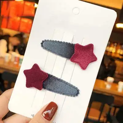 wine red star Ruoshui 2 шт Девушки очаровательный круглый звезда наборы шпилек для волос волосы с цветами сцепление аксессуары для детей Детские зажимы для волос принцесса головной убор - Цвет: wine red star
