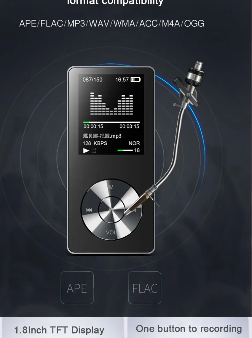 HiFi MP3-плеер с динамиком, металлический APE/FLAC/WAV, высокое качество звука, 8 ГБ, музыкальный плеер без потерь с FM