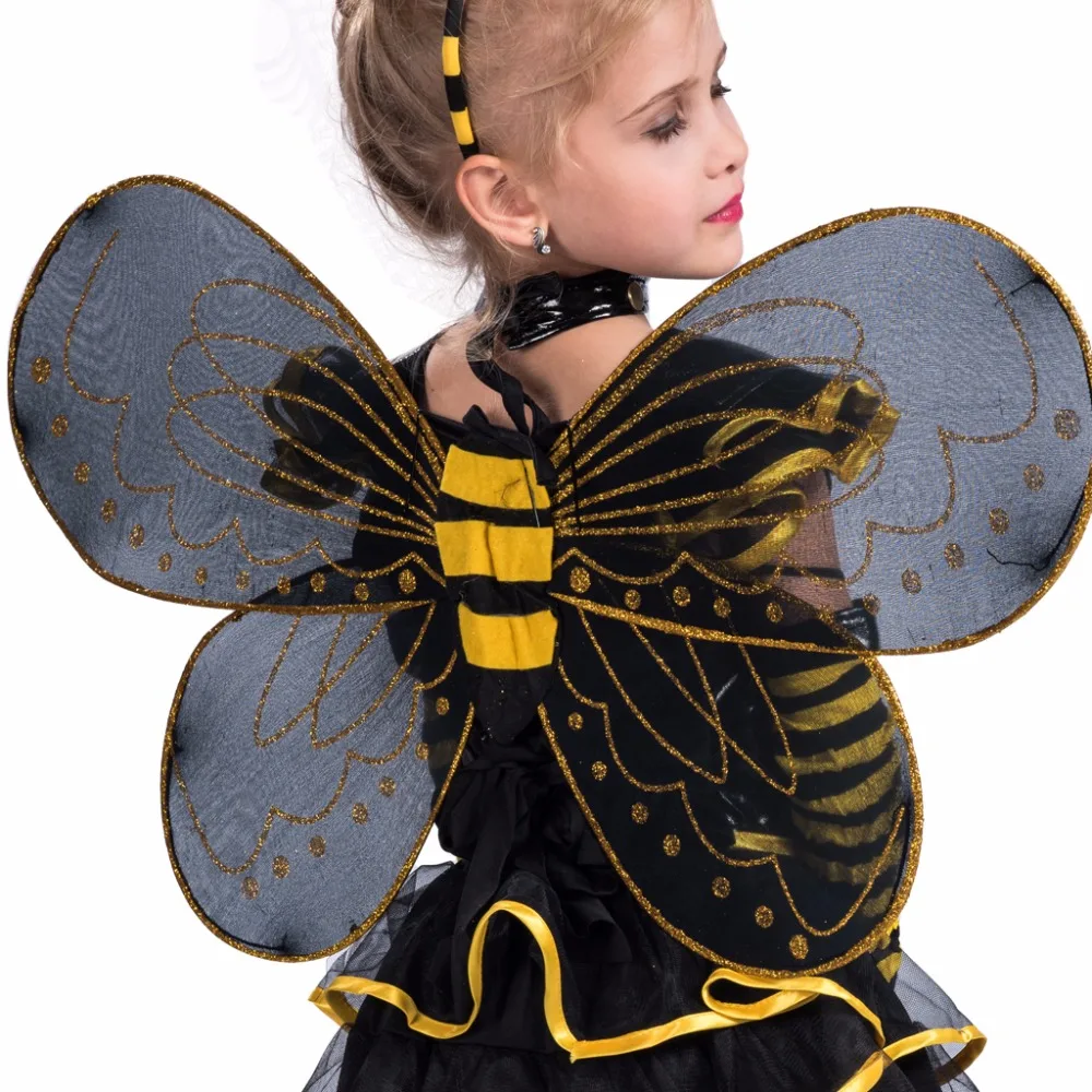 Для девочек вечерние Love Live Косплэй Bumble Bee Косплэй 3 предмета Комплект платье ломает оголовье Хэллоуин костюм для детей