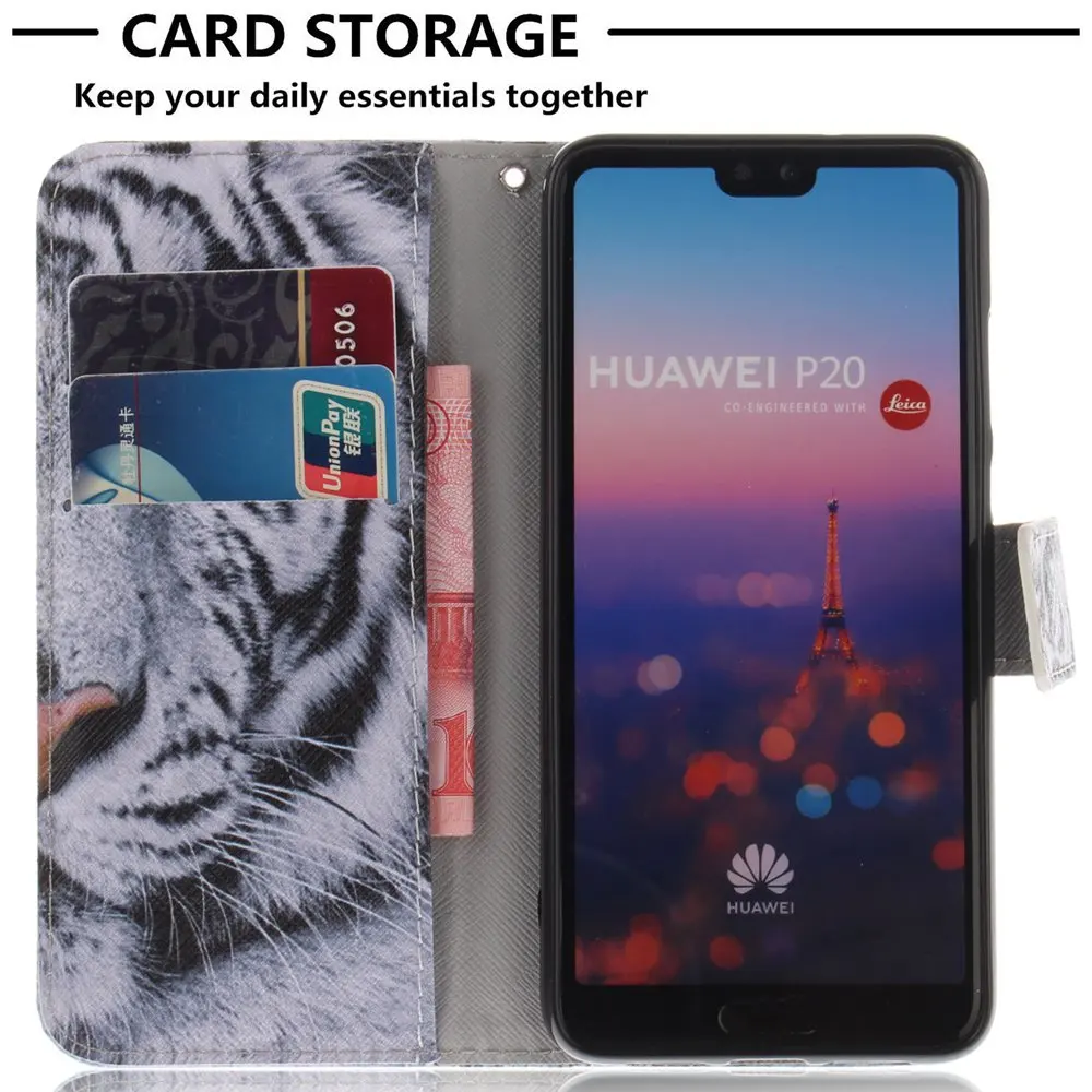 Для huawei P20 Lite чехол живопись мультфильм флип Телефон обложка для Pro Leather