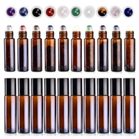 10pcs 10ml natural semiprecious stones essential oil gemstone roller ball mist container travel refillable home glass bottles